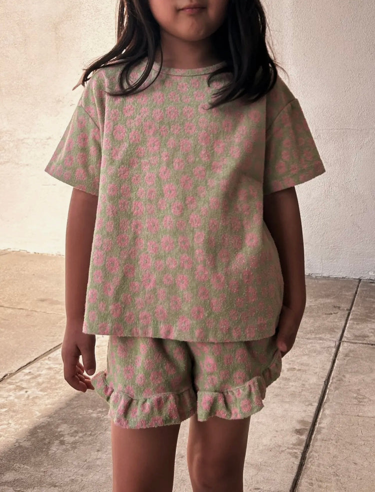 Floral Terry Cloth Shorts Set