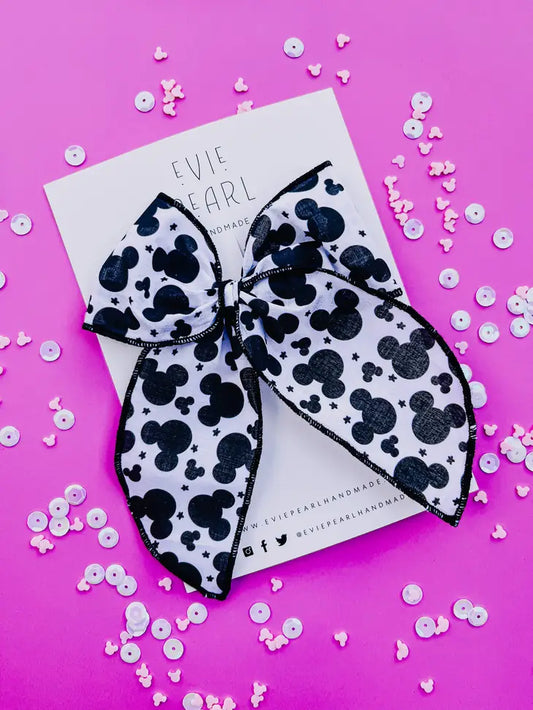 Black & White Mouse Oversized Bow