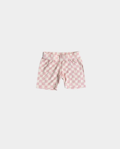 Pink Checkered Biker Short