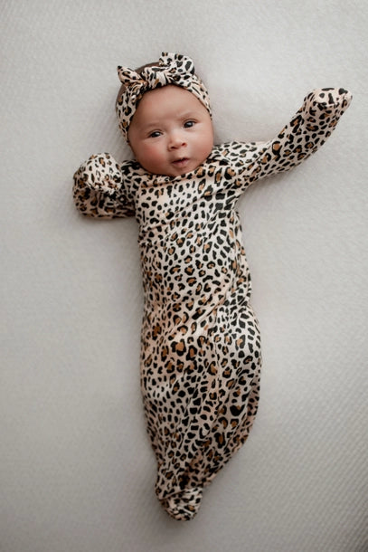 Leopard Knotted Gown & Bow