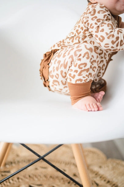 Leopard Ruffle Zipper Romper